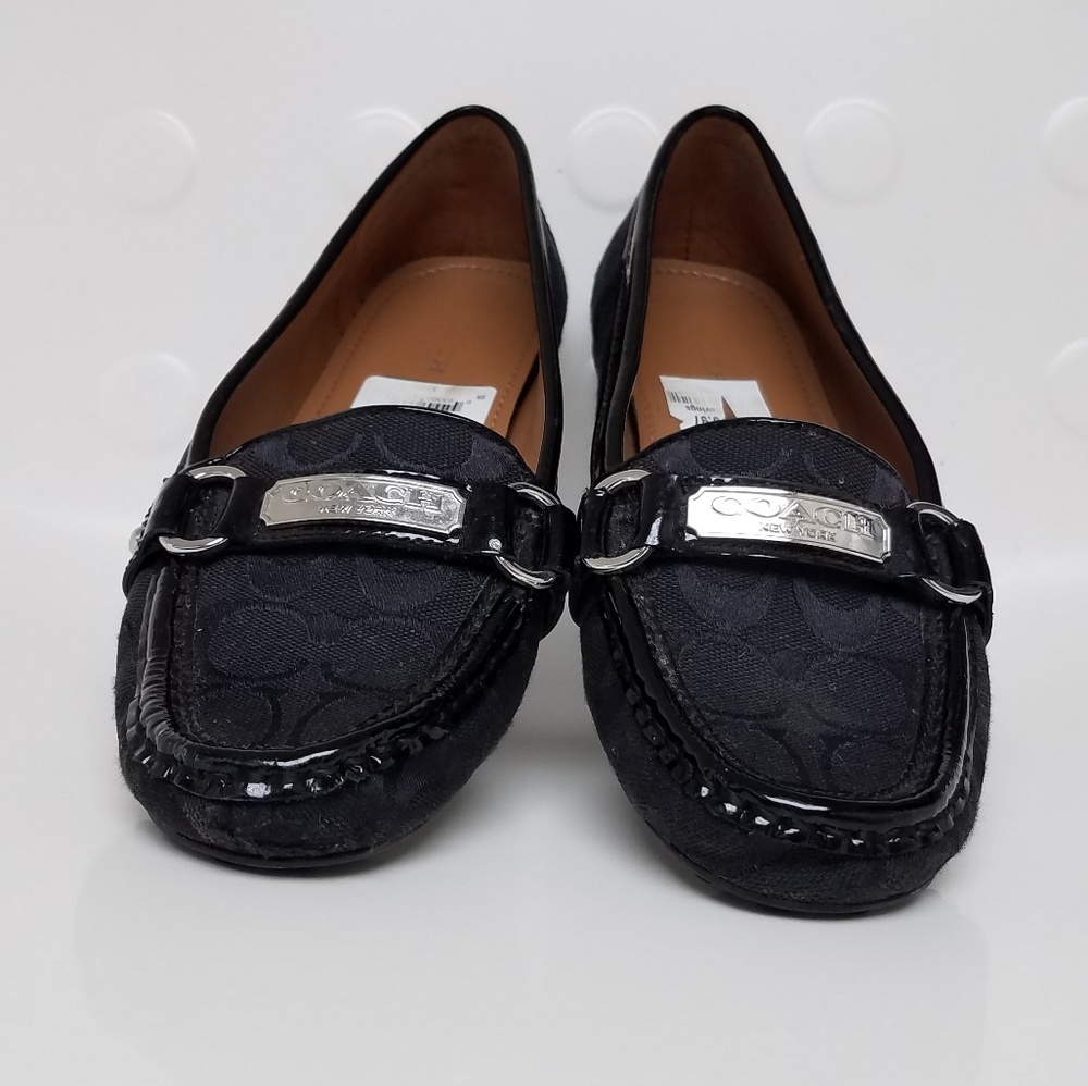 Coach felisha black flats loafers size 8